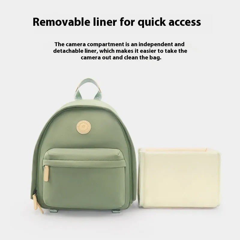 Women's shoulder camera bag with detachable iPad compartment in splash-proof polyester fabric