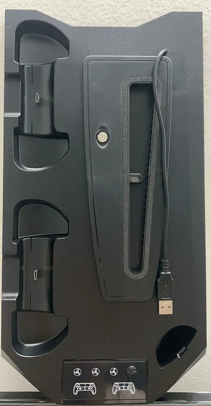 PS5 charging base radiator stand in white or black with controller storage and heat dissipation