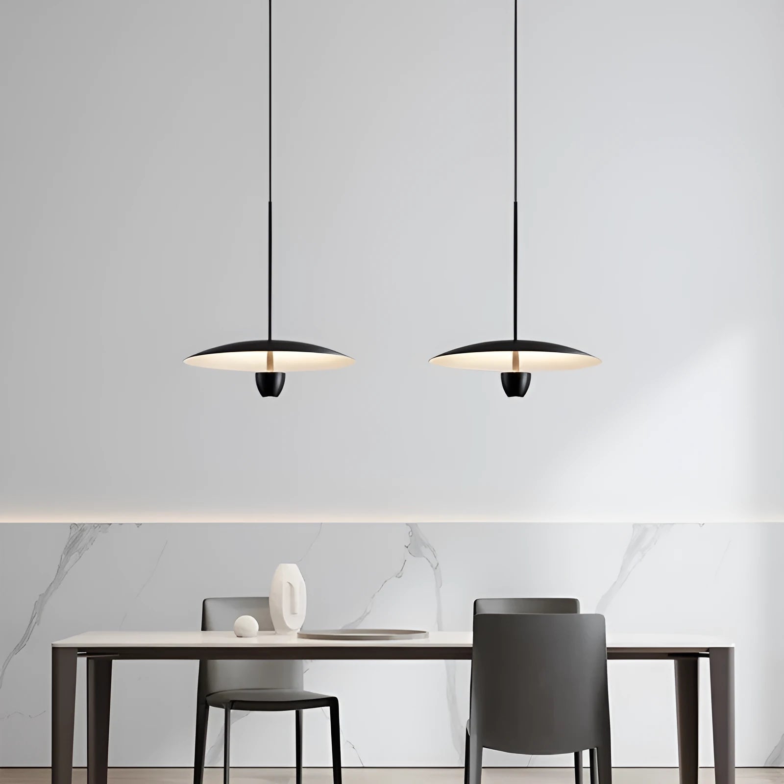 Black modern minimalist chandelier with 400mm size and warm light colour