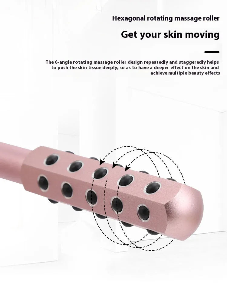 Germanium particles roller facial massager in purple colour with metal roller head
