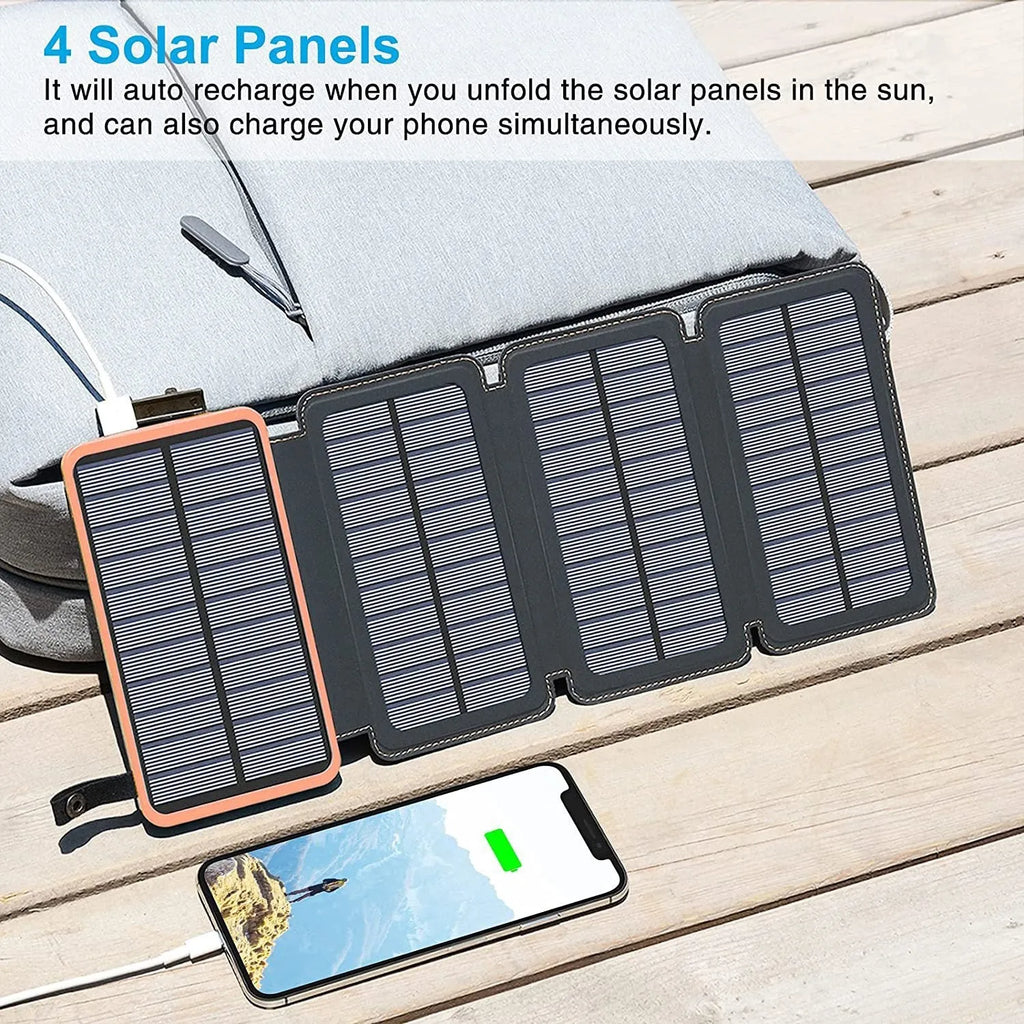 Outdoor solar phone charger in multiple colours with solar panel and LED light