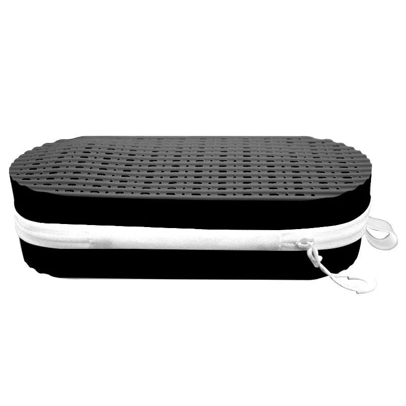 Silicone glasses case in rose red light purple colour showing elongated 200x80x50mm shape