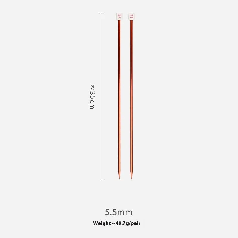 Set of lengthened double-ended crochet hooks in various sizes from 2.0mm to 10.0mm with protective end caps.