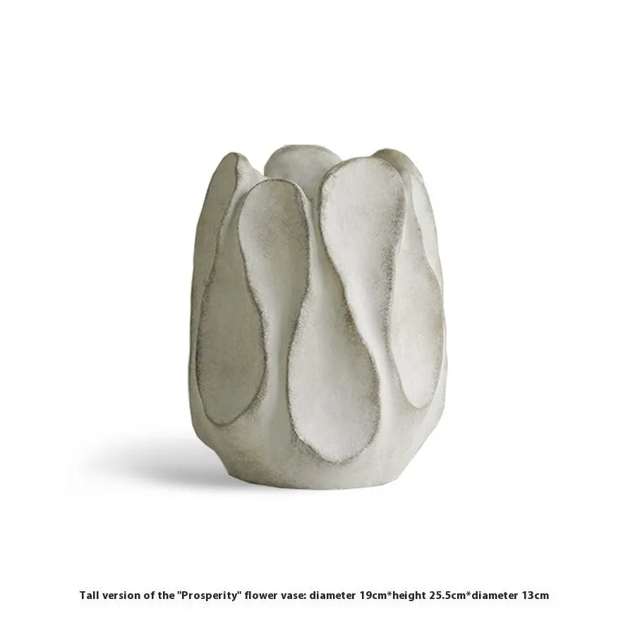 Irregular art-style ceramic vase in magnesium clay for floral arrangements