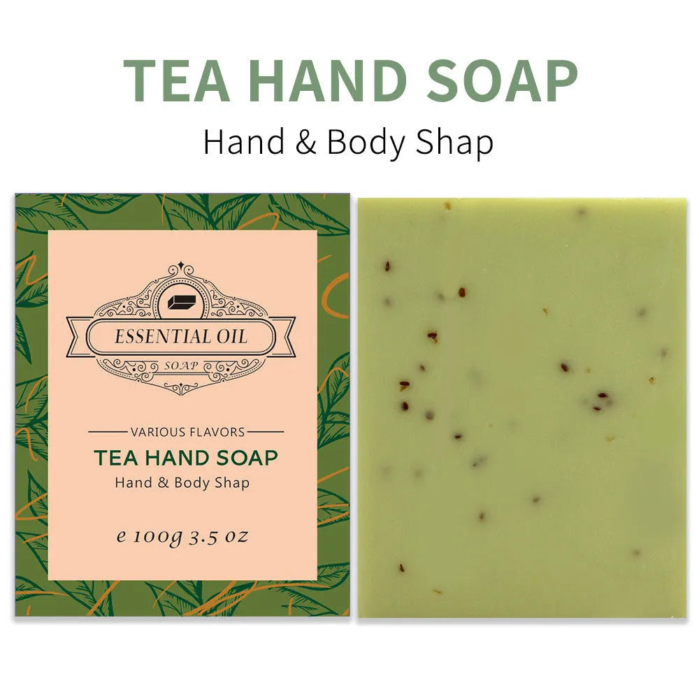 100g frosted bar of essential oil soap in coconut, green tea, lavender, or rose scent