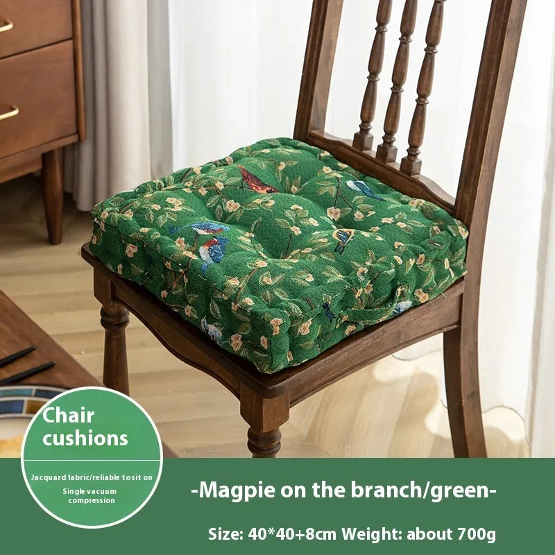 American style dining chair cushion measuring 40x40x8cm with floral pattern and solid colour options