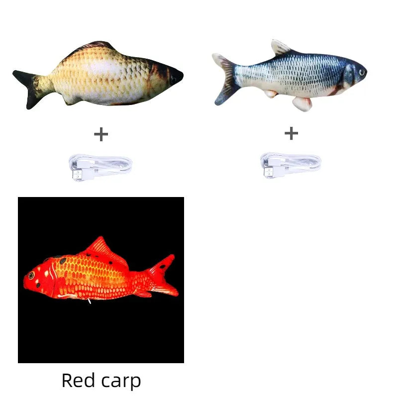 30cm electronic jumping fish cat toy with USB cable in multicolour fish designs