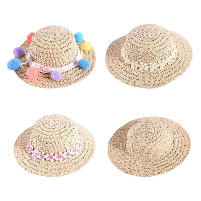 Handmade paper pet hat with adjustable bowknot for dogs and cats in cartoon style
