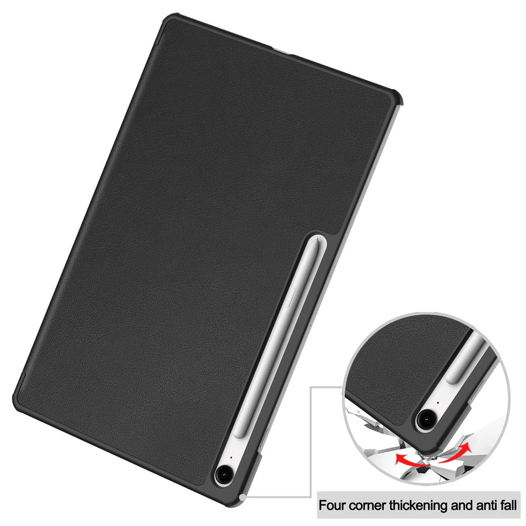 Samsung Tab S10 FE Plus 13.1-inch leather protective case in tri-fold stand position