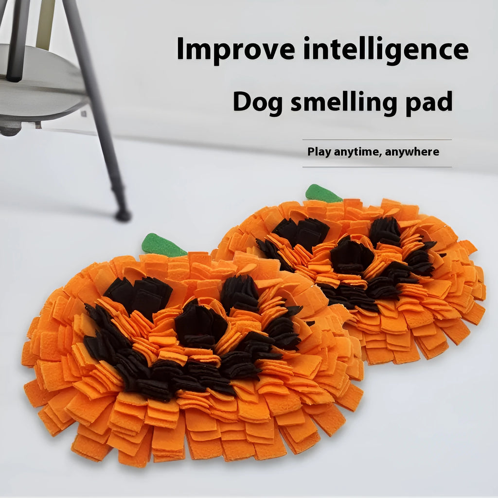 Orange polar fleece pet smell mat measuring 25x34x3cm for dog feeding enrichment