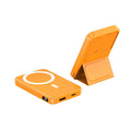 Magnetic wireless charging power bank with folding stand in Pearl White colour
