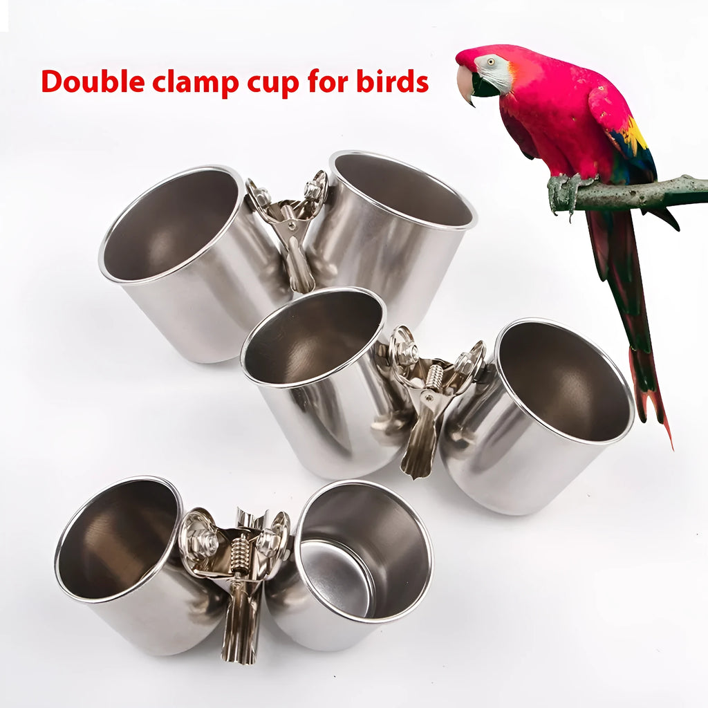 Stainless steel birdcage feeder with natural metallic finish for outdoor bird feeding