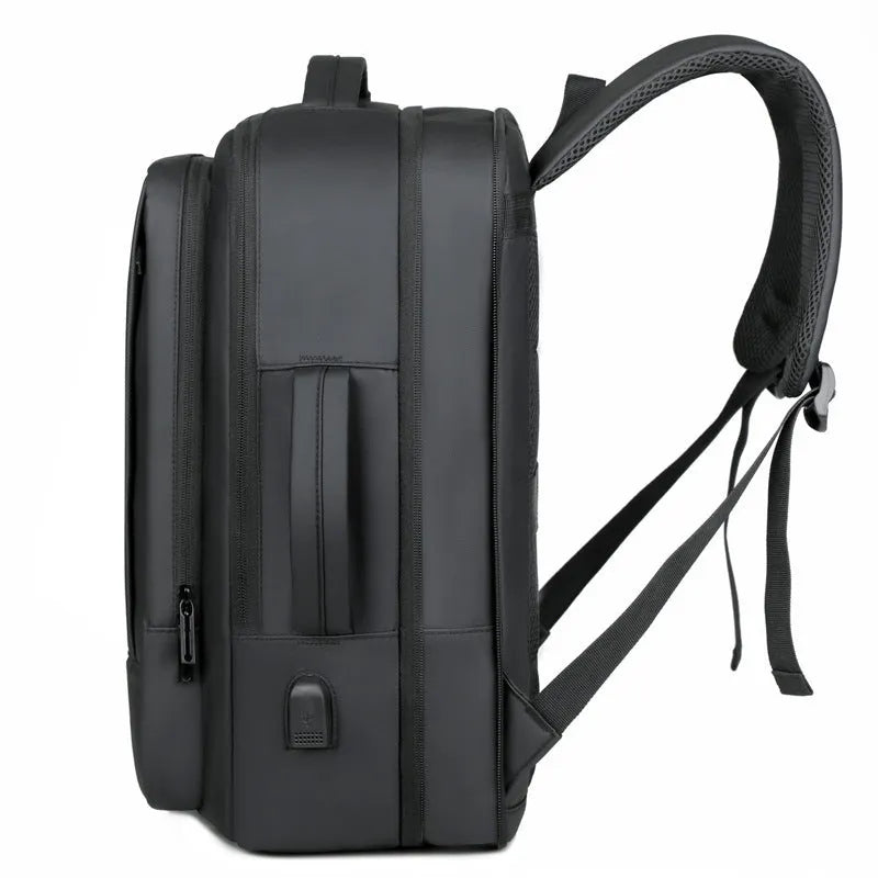 Waterproof Oxford cloth business backpack with curved shoulder strap in black colour