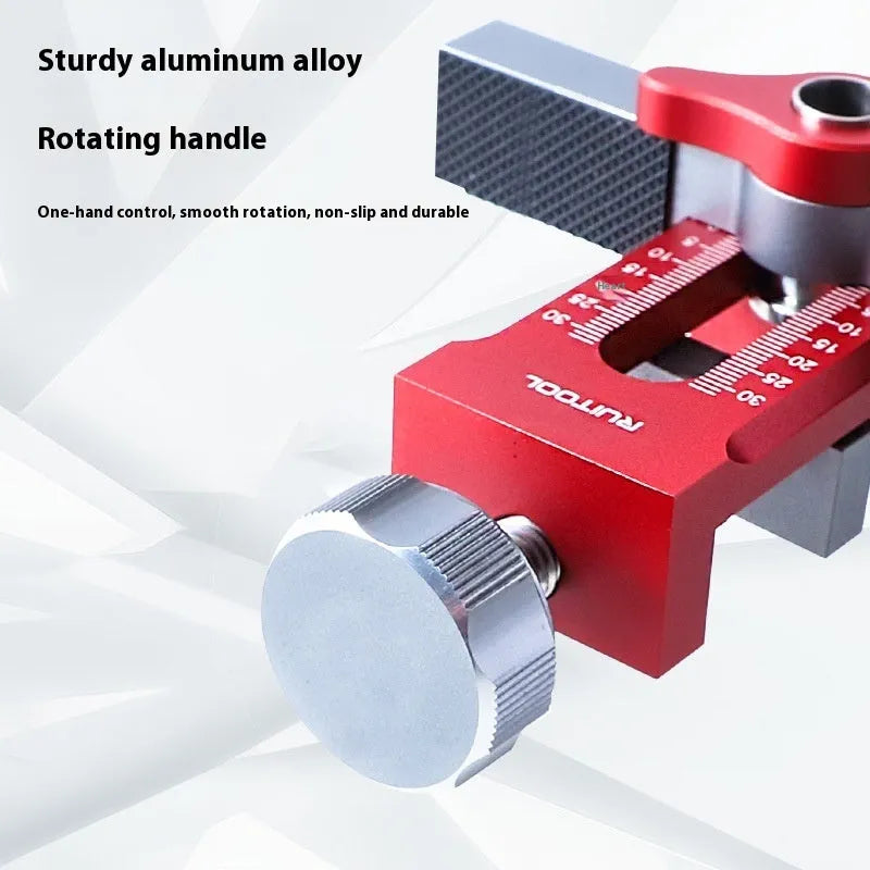 Aluminium alloy cabinet door installation aid tool for woodworking with 10mm drill hole fit.