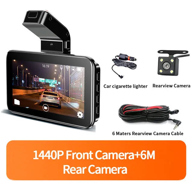 3-inch car DVR dash camera with dual lens system for front and rear recording