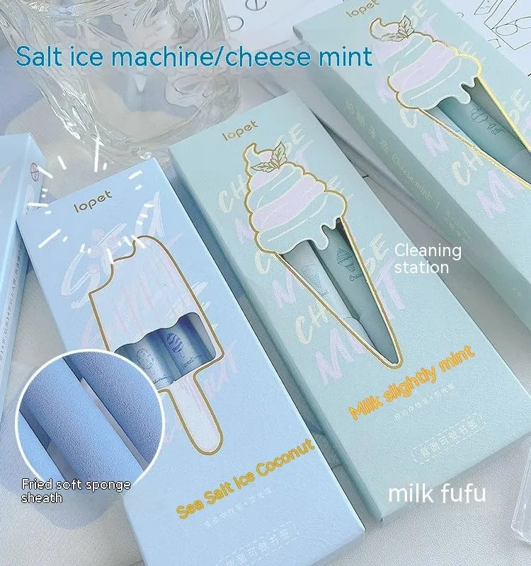 Double-headed fluorescent pen with 0.5mm tip for calligraphy practice in cheese mint and sea salt ice cup colours
