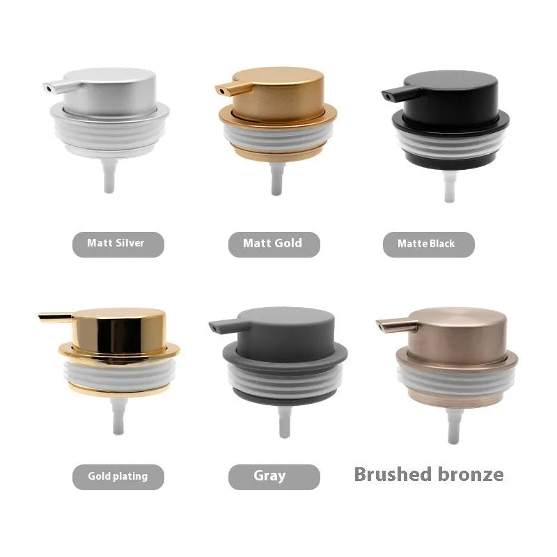 ABS plastic foam pump for facial cleanser in metallic gold finish with large foaming dispenser head.