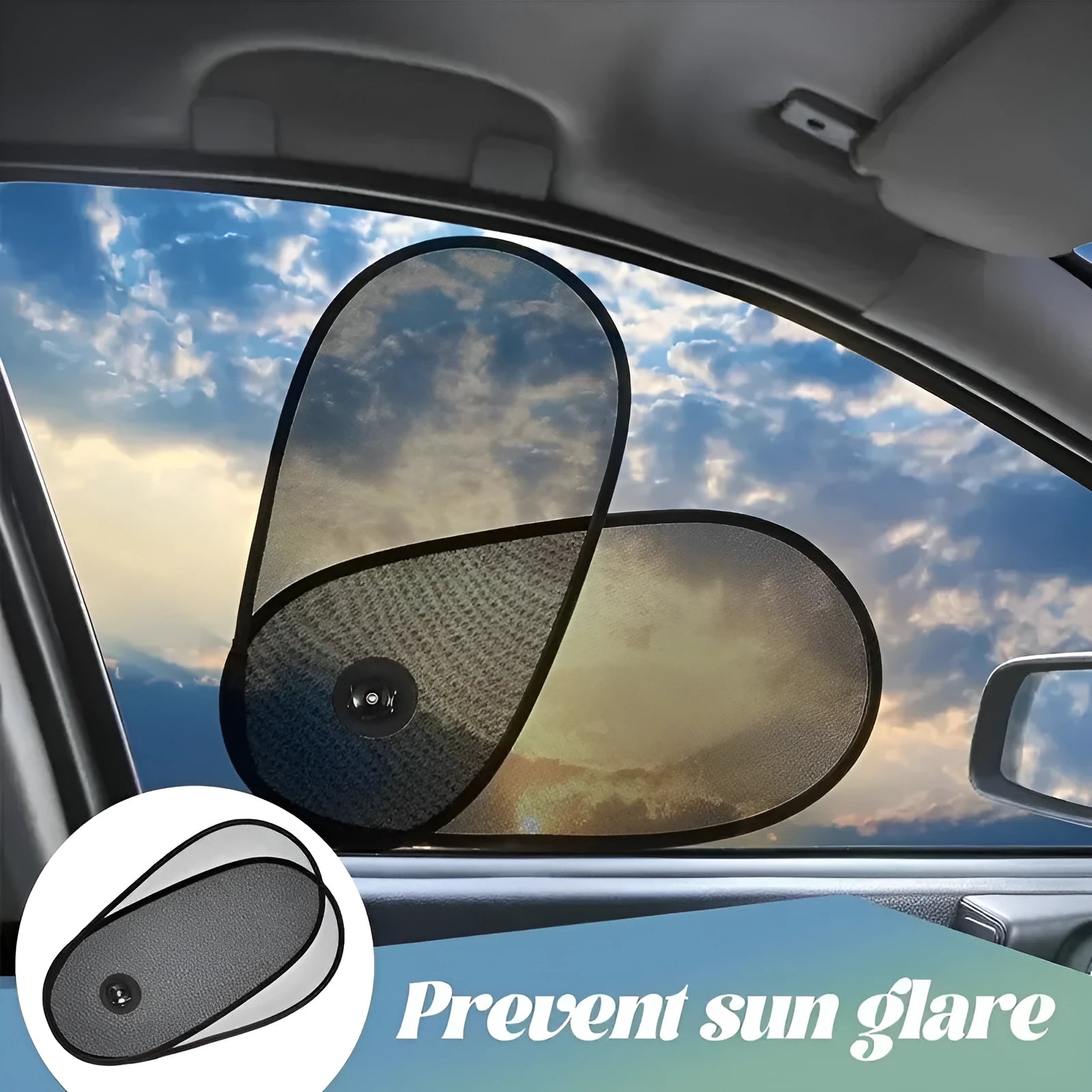 Breathable adjustable car side window shade with suction cups for baby sun protection.