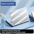 Transparent hard shell protective case for MacBook Air and Pro laptops on a table