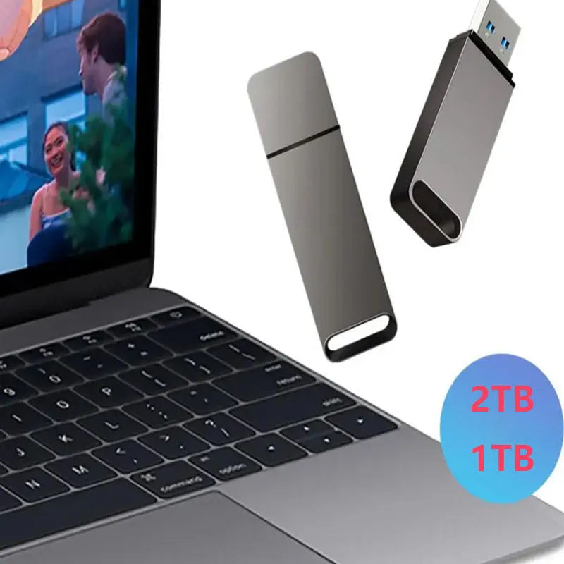 Customisable metal high-capacity USB flash drive in black, red, or silver.