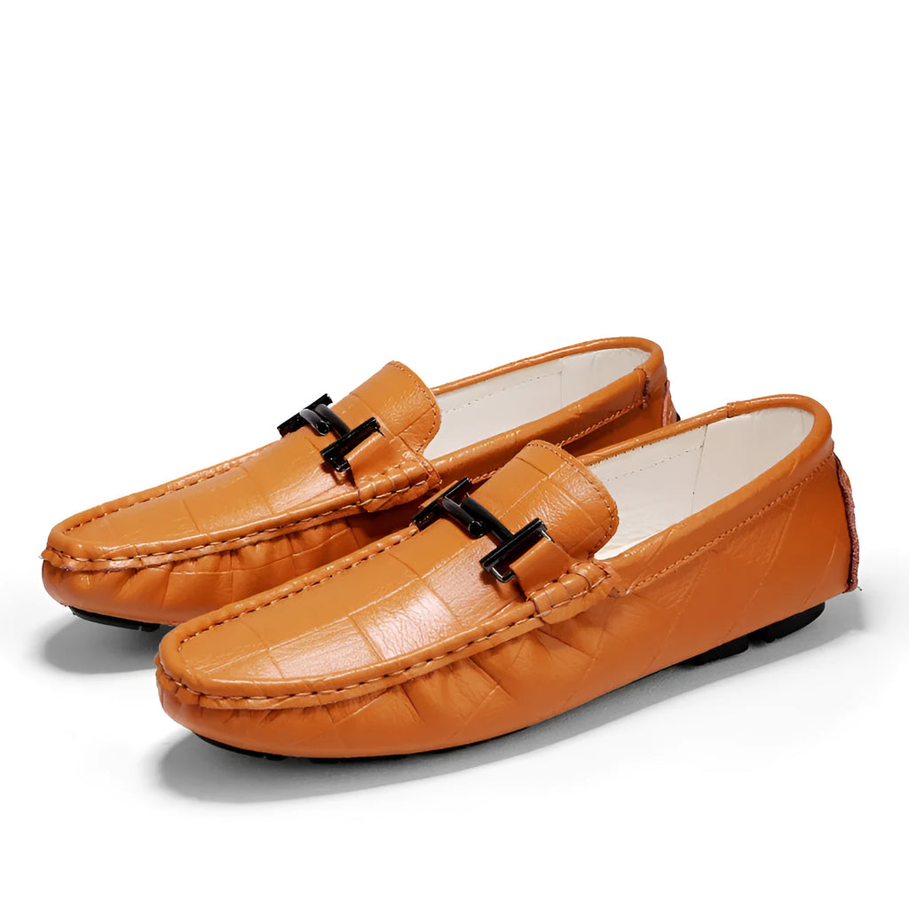 Men's casual leather shoes with belt buckle fastening in multiple colour options