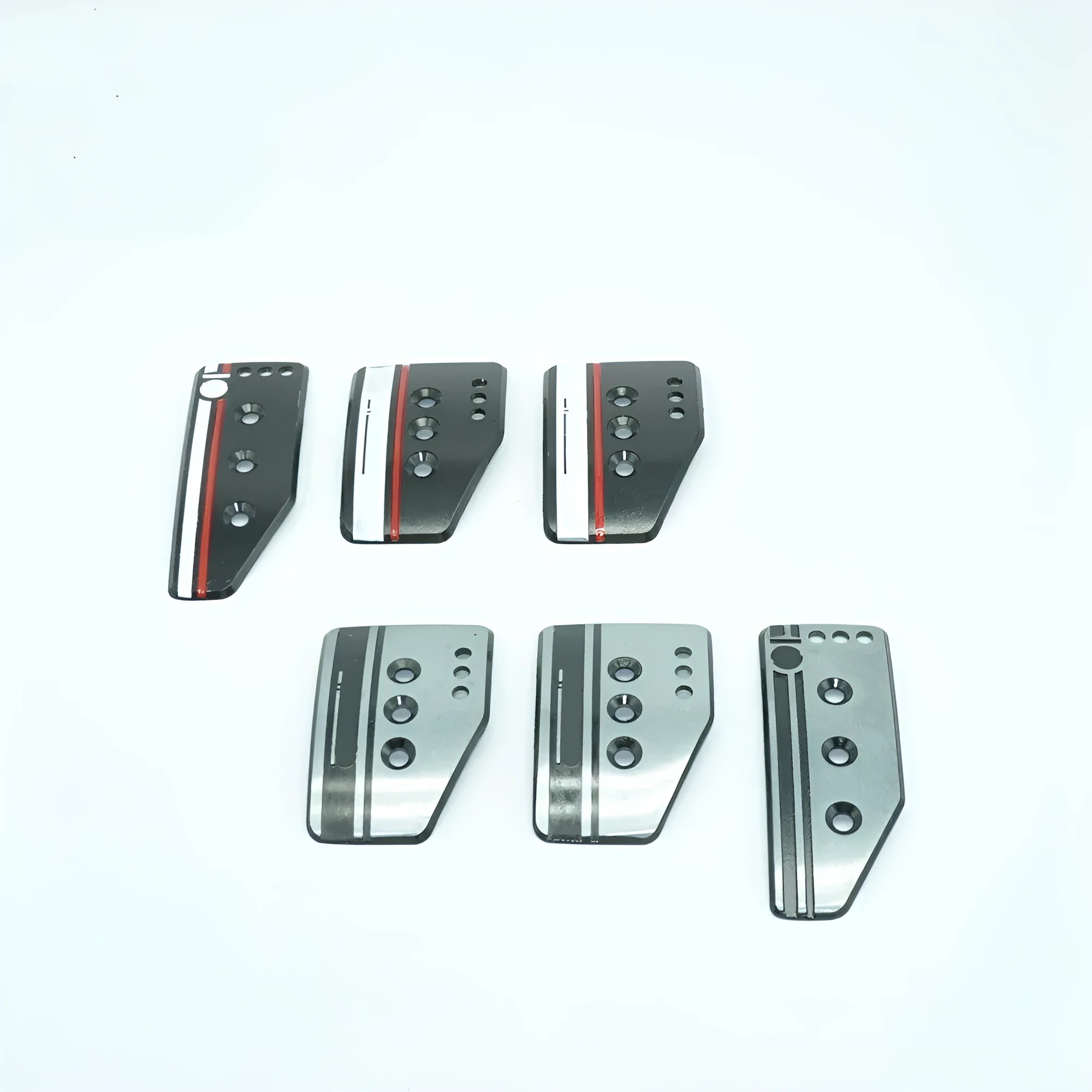 Aluminium alloy manual transmission pedal set showing brake, accelerator, and clutch pedals