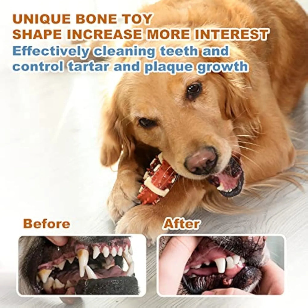 Natural rubber bone-shaped dog chew toy for dental health and anxiety relief