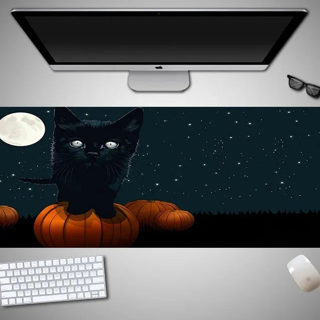 Oversized Halloween gaming mouse pad with non-slip rubber cloth surface
