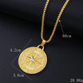Gold-coloured geometric pendant necklace with inlaid zircon stones and alloy construction