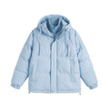 Loose fit fake two-piece winter coat in a solid colour with side seam pockets.