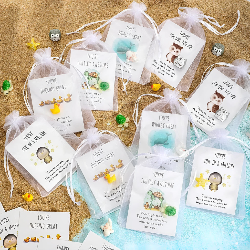 Set of resin inspirational memo cards with pun text designs, showing multiple card options.