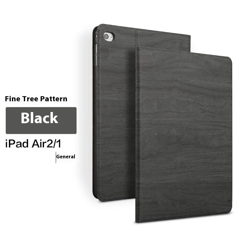 Universal iPad protective cover with anti-fall bracket in imitation leather, black and sapphire blue colour options