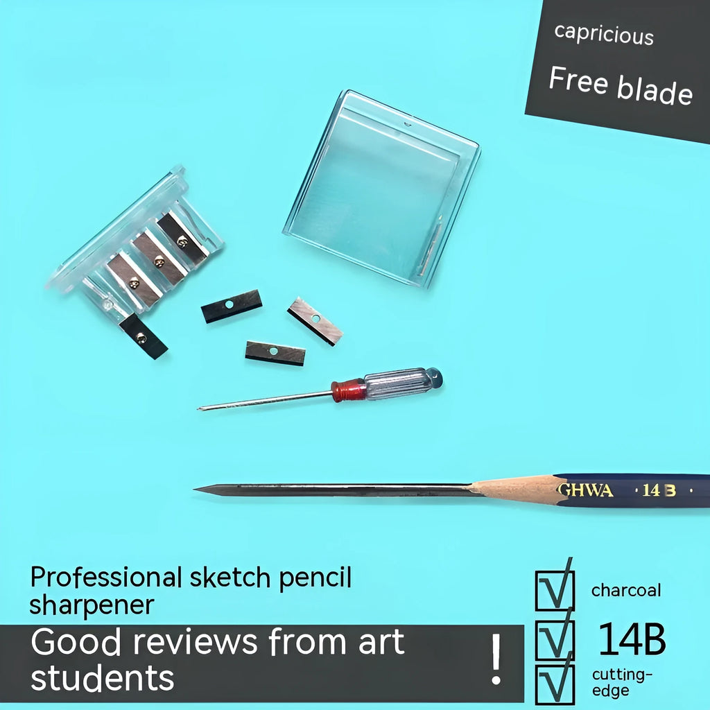 Geometric plastic pencil sharpener with four sharpening holes for sketching pencils