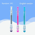 Creative vaccine-style gel pen with black cap, showing 15.7cm length and 0.5mm tip.