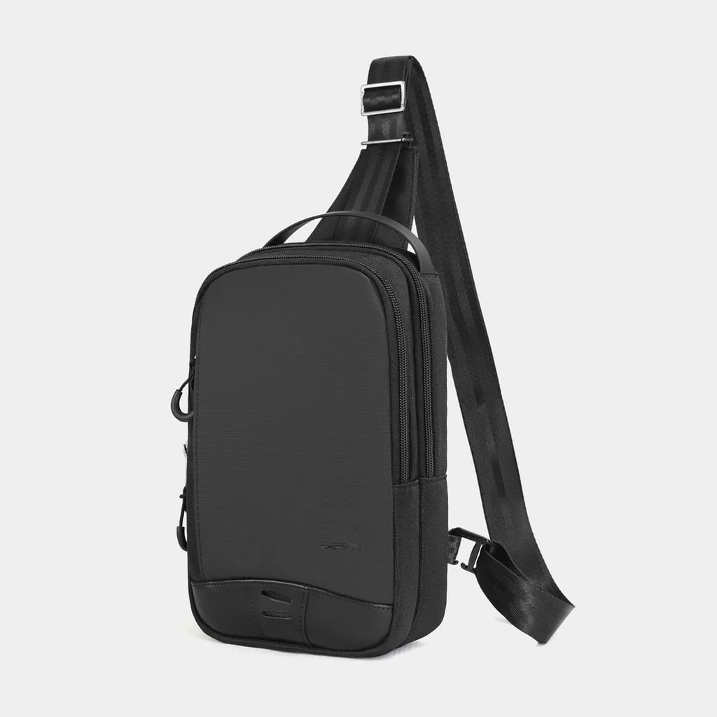 Men's casual black TPU camouflage chest bag with single shoulder strap and soft handle