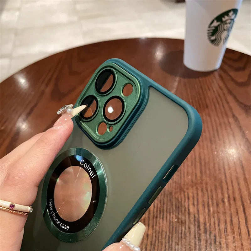 Magnetic frosted iPhone 15 case in multiple colours showing shockproof construction and magnetic attachment points