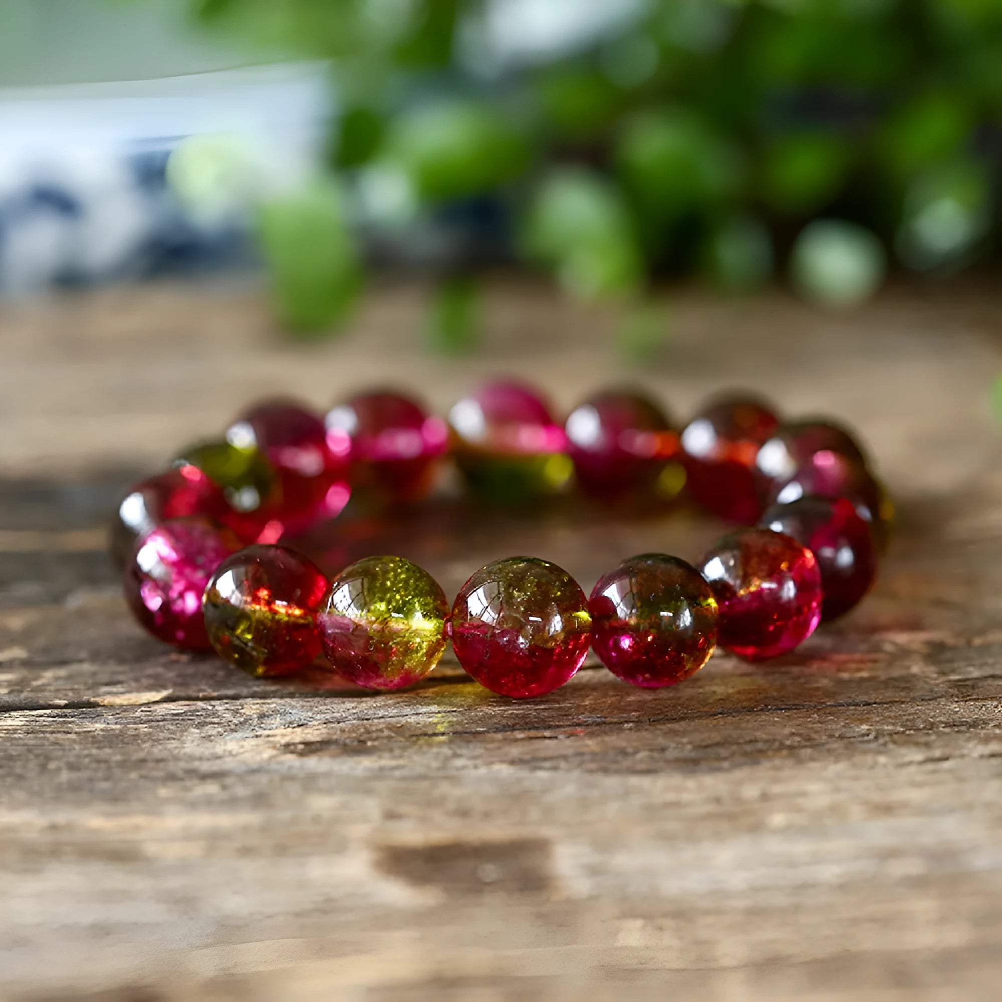 Women's handmade watermelon crystal bracelet in pastoral style with four size options