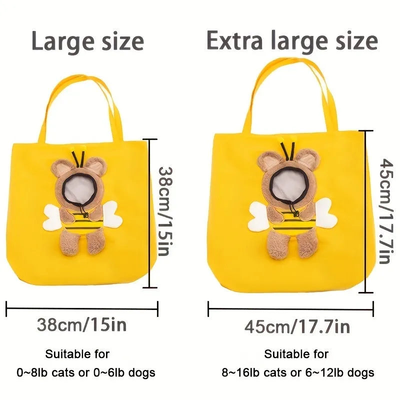Little Bee Design canvas pet carrier bag with safety zippers and adjustable side opening for dogs and cats