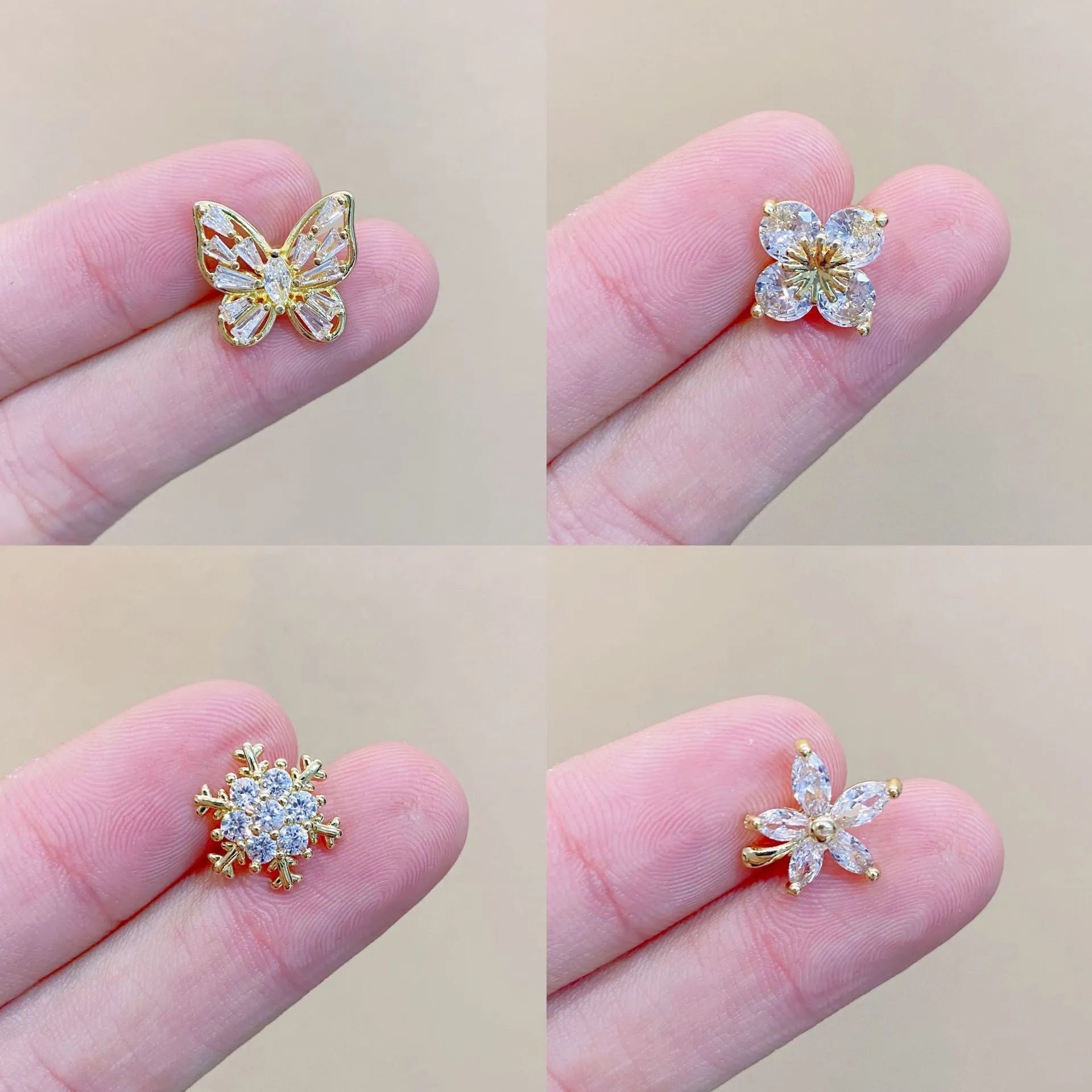 Geometric copper brooch with electroplating finish in Japanese style