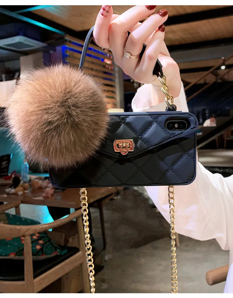Hairball phone case with plush grid texture in dark green, black, or ash grey, made from TPU for iPhone.
