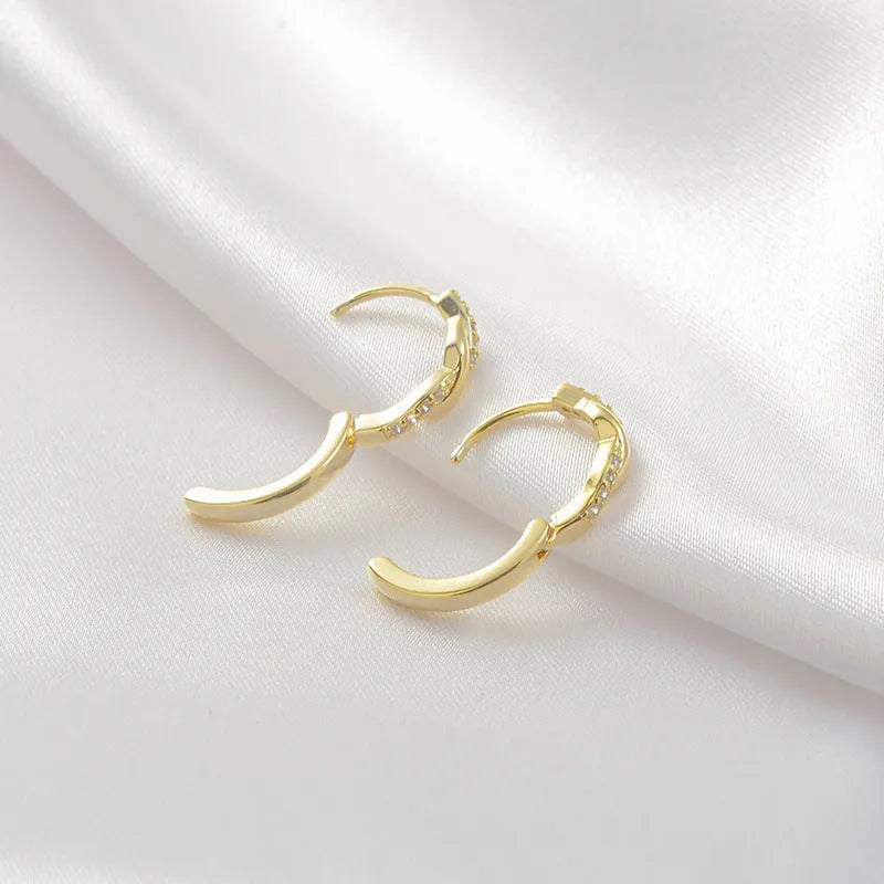 Copper interwoven hemp rope geometric round earclip earrings in gold and silver colours