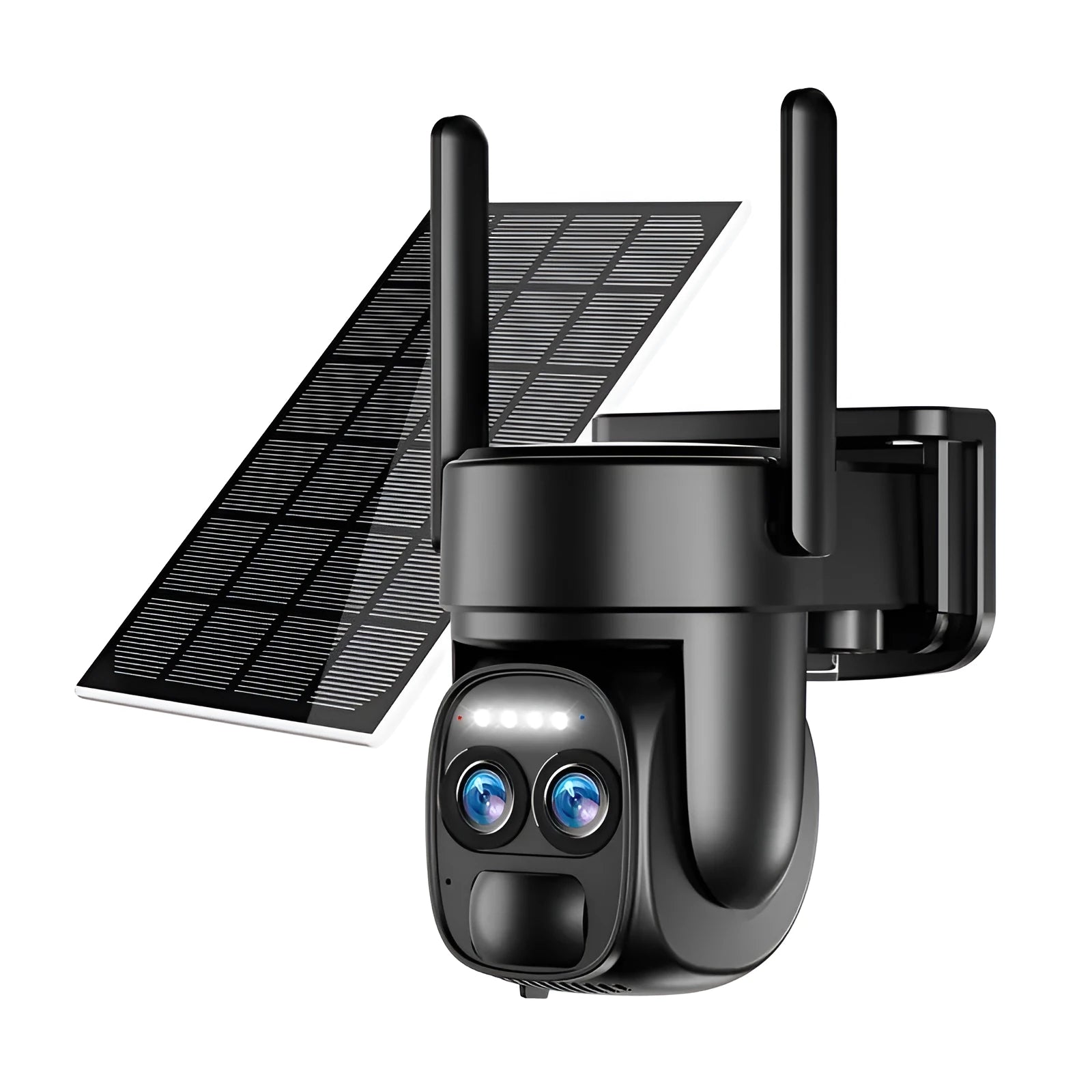 Solar powered outdoor security camera with 8x zoom lens and weather-resistant housing for continuous surveillance