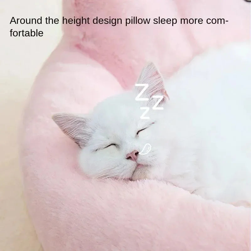 Warm cat nest bed cushion in pink or yellow, sizes L and M, for cats and puppies