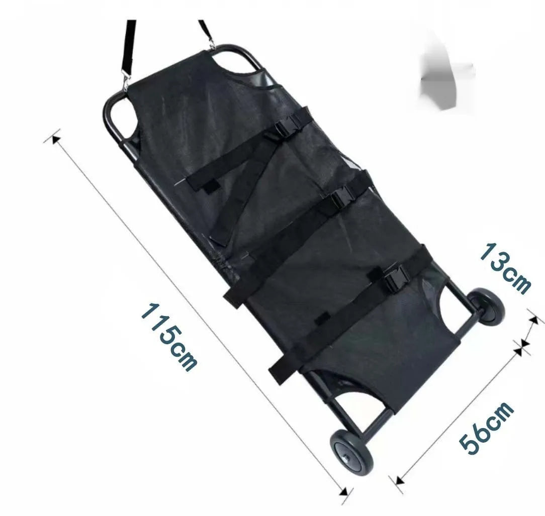 Large black aluminium alloy foldable dog stretcher for emergency pet transfer situations