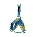 Nylon dog leash and collar set showing gradient colour pattern in pink and blue