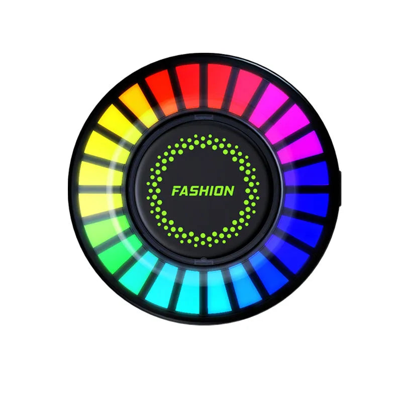 Car air vent aromatherapy unit with colourful RGB lights and a 3D vent clip attachment.