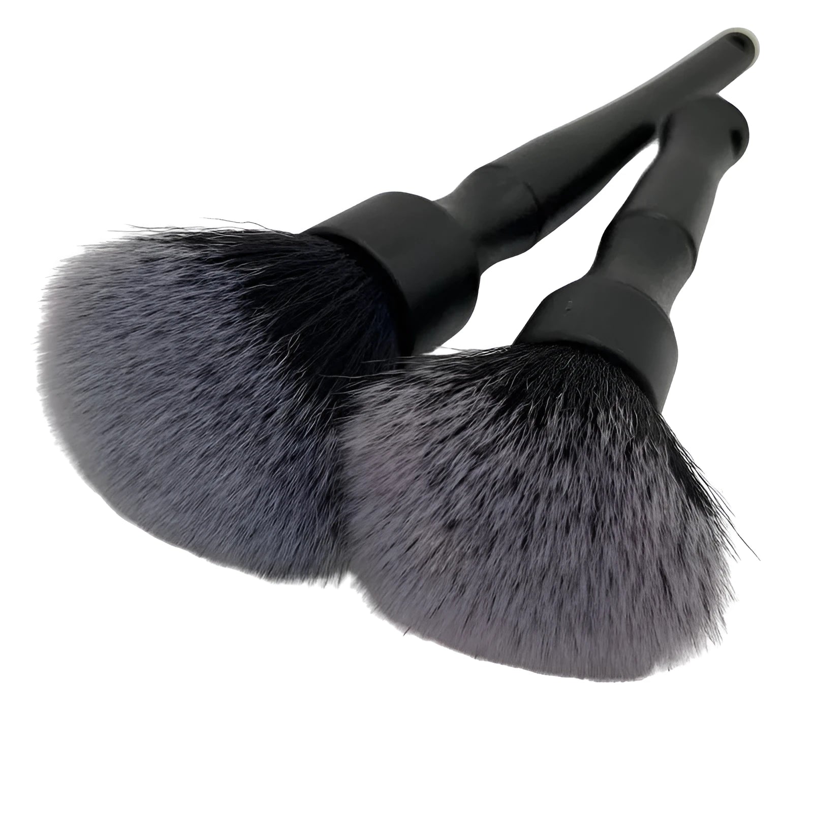 Black car detailing brush with pp handle and soft pig hair bristles in two size options