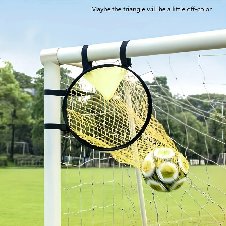 Portable soccer training goal net measuring 6ft by 4ft in polyethylene material