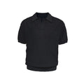 Men's striped polo shirt in ice silk fabric showing loose fit and short sleeves in creamy-white colour