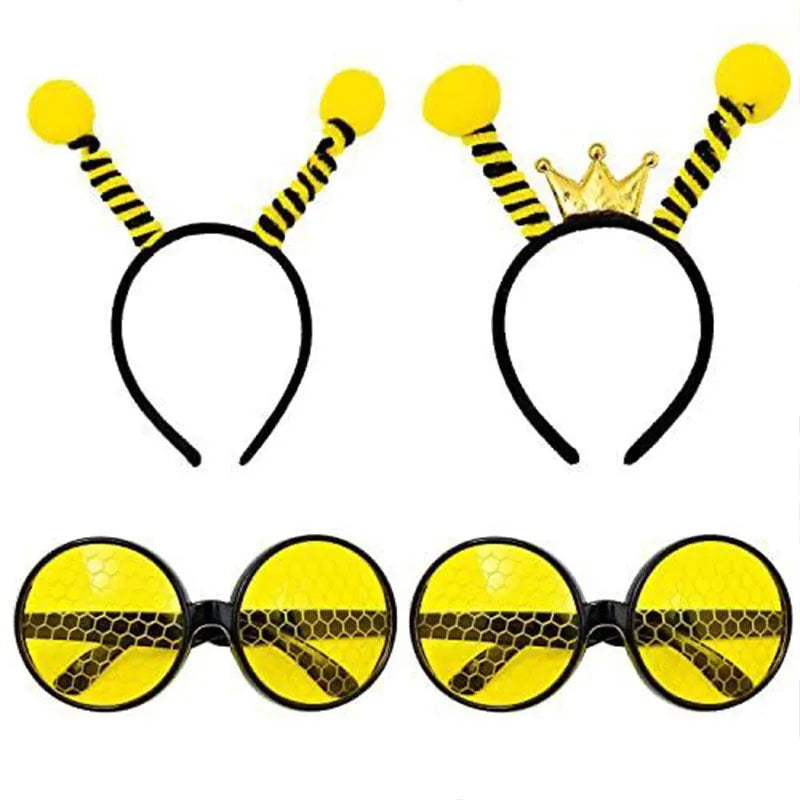 Yellow children's insect costume headband and glasses set with bee butterfly ladybug designs
